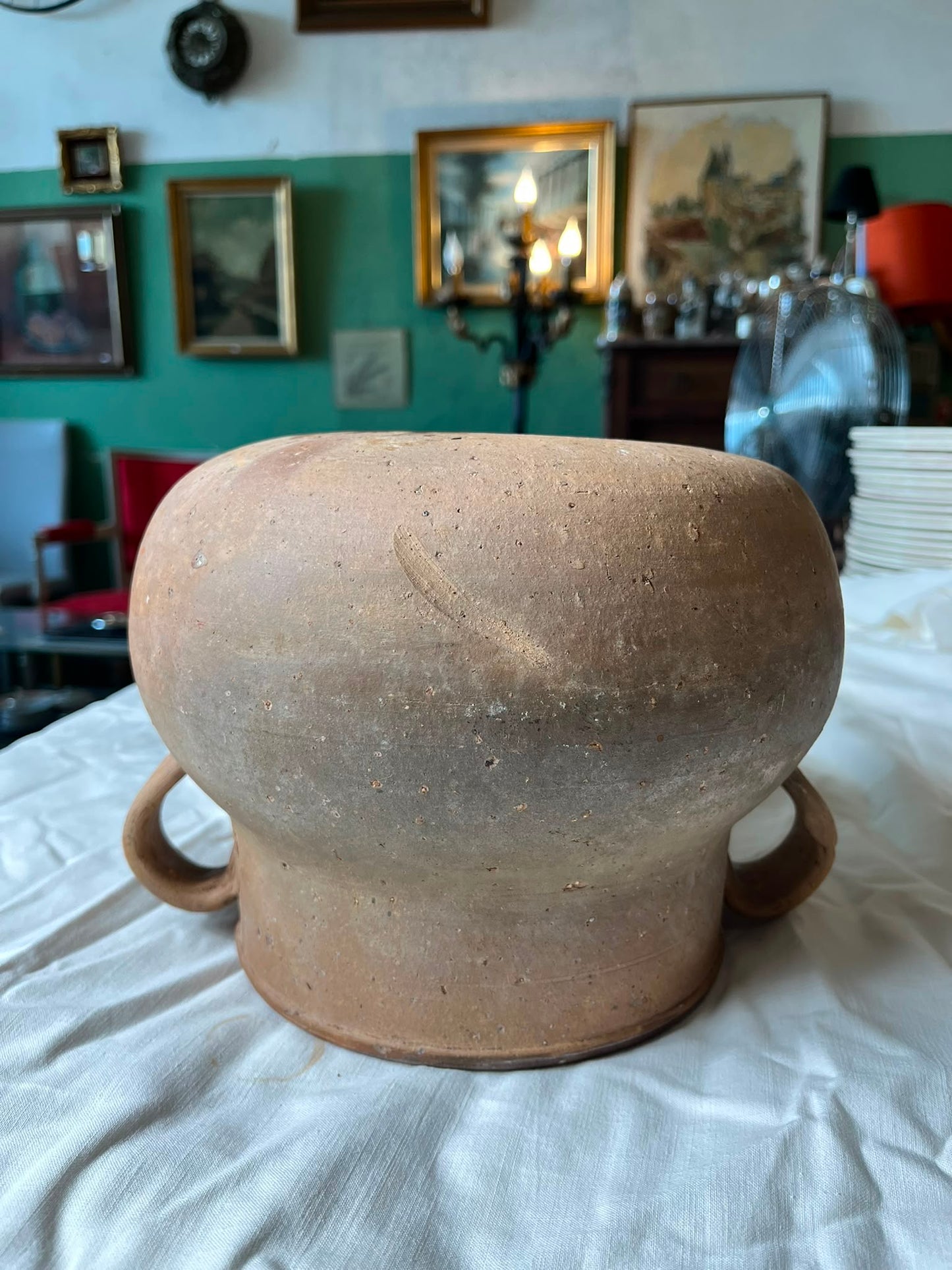 Ancien pot à graisse Foucard-Jourdan Vallauris 12 L en terre cuite vernissée