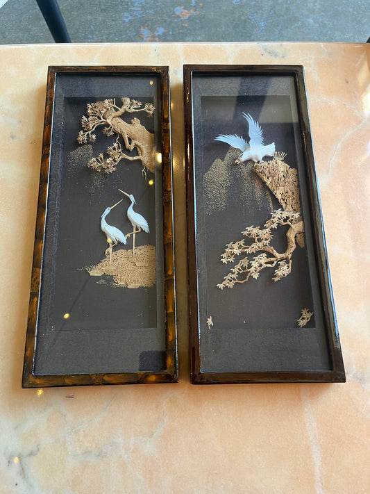 Paire de cadres chinois 3D déco liège