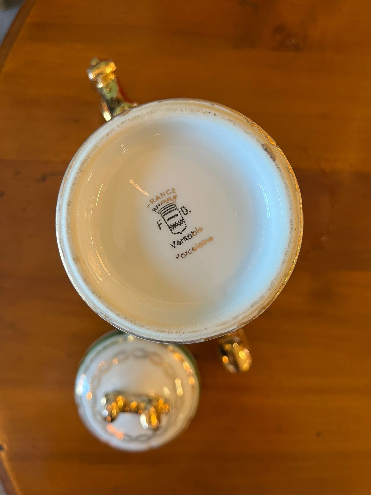 Cafetière Napoléon Empire porcelaine française couverte vintage