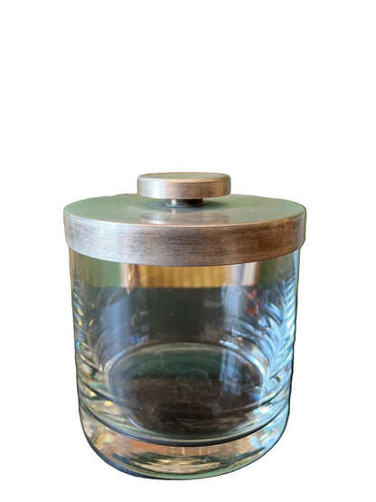 Boîte vintage en verre épais et métal – années 1970