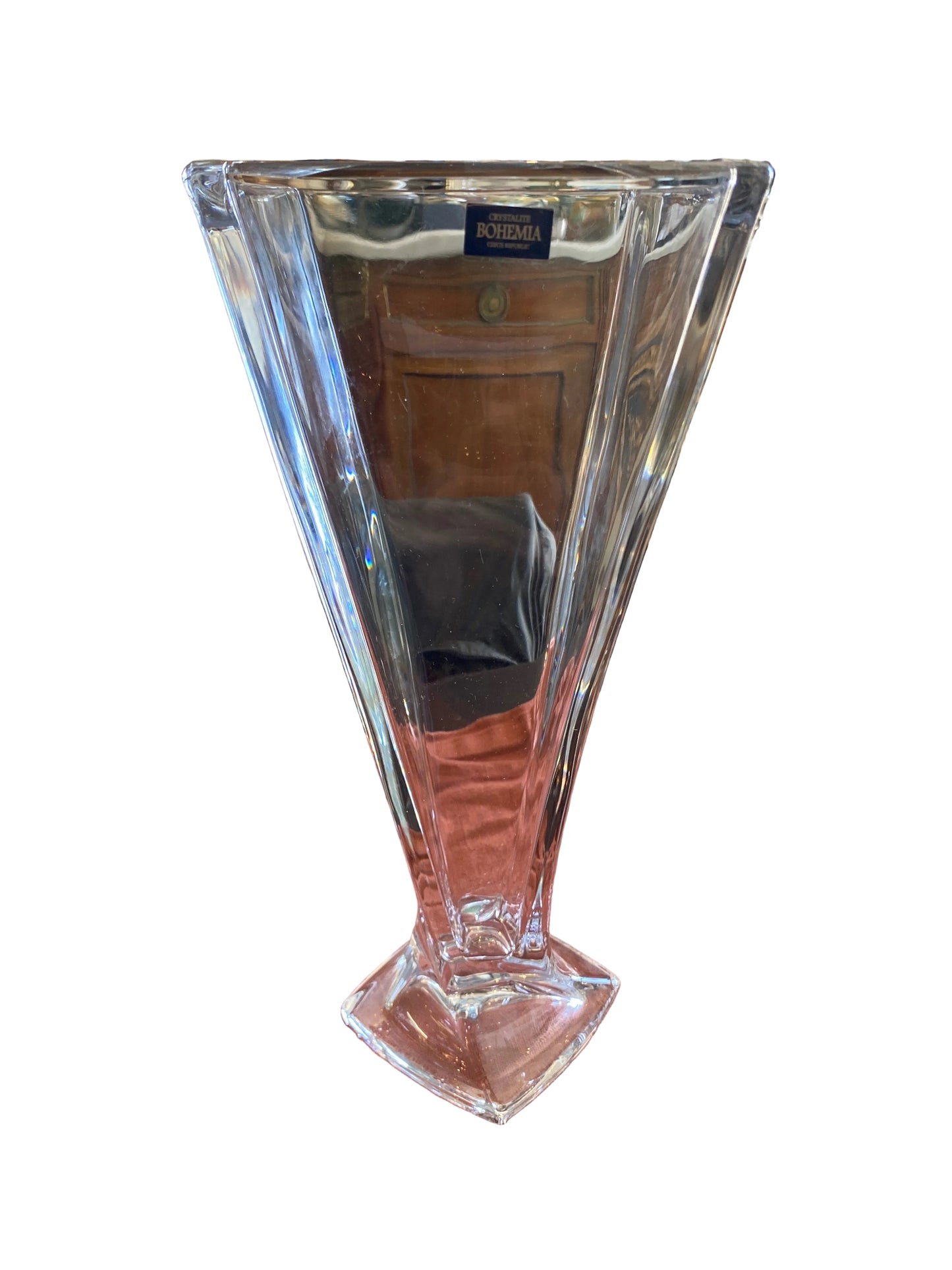 Grand vase Cristal Bohemia design vintage verre épais tchèque