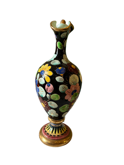 Pichet/aiguillère en céramique émaillée polychrome dorure au col signé Cerdazur Monaco