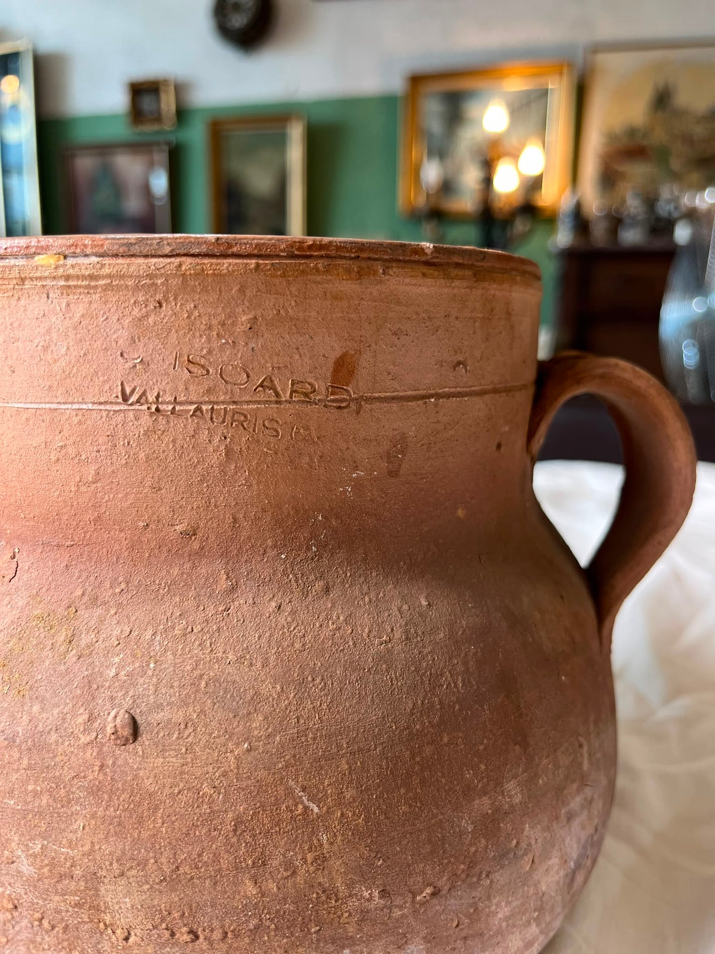 Ancien pot à graisse Isoard Vallauris en terre cuite à deux anses
