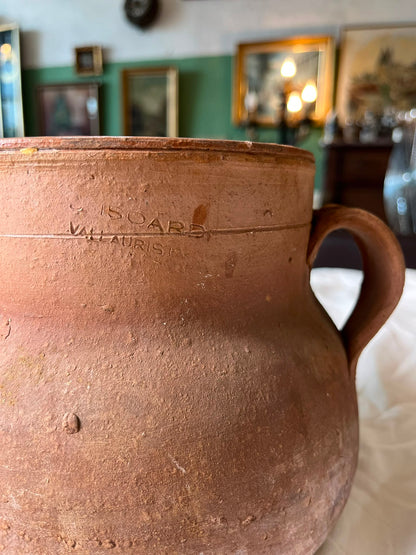 Ancien pot à graisse Isoard Vallauris en terre cuite à deux anses