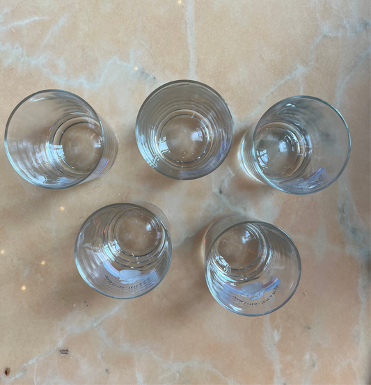 Lot de 5 verres « doublettes tête à tête Épinal 1989 »