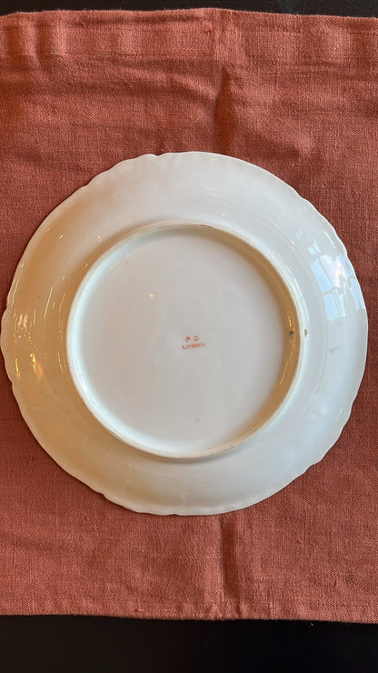 Paire assiettes Limoges peintes main faisans signées Fredy 24,5 cm