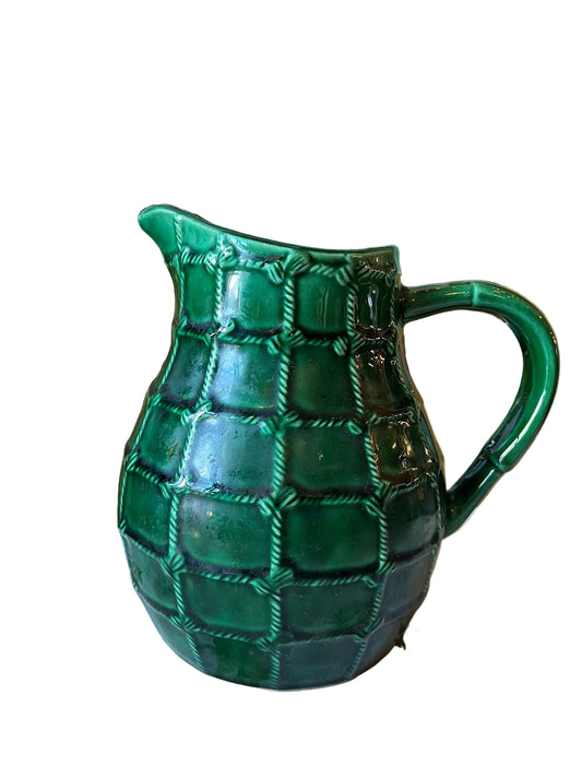 Pichet ancien Saint-Clément France céramique verte décor tressé modèle 7507