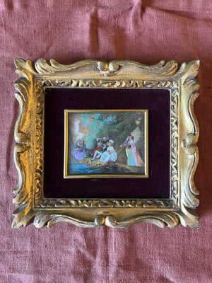 Miniature romantique d’après Laurence dans cadre doré