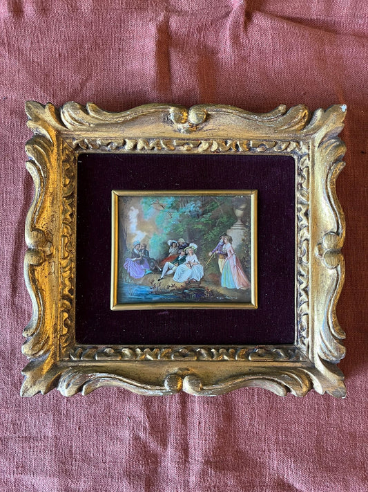 Miniature romantique d’après Laurence dans cadre doré