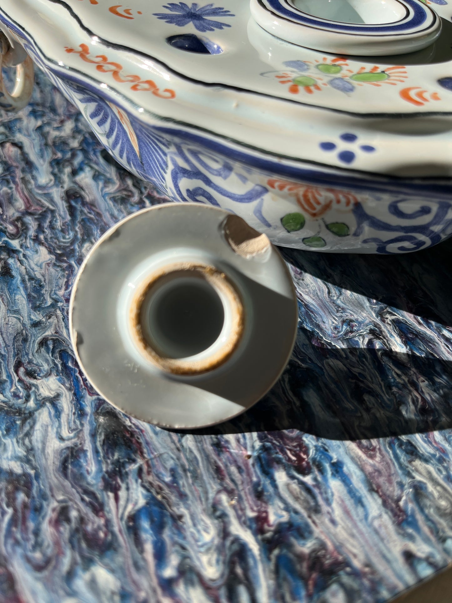 Encrier porte plumes Delft décor fait main