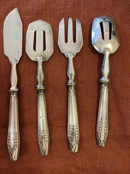 Service apéritif Art Déco 4 pièces métal argenté vintage