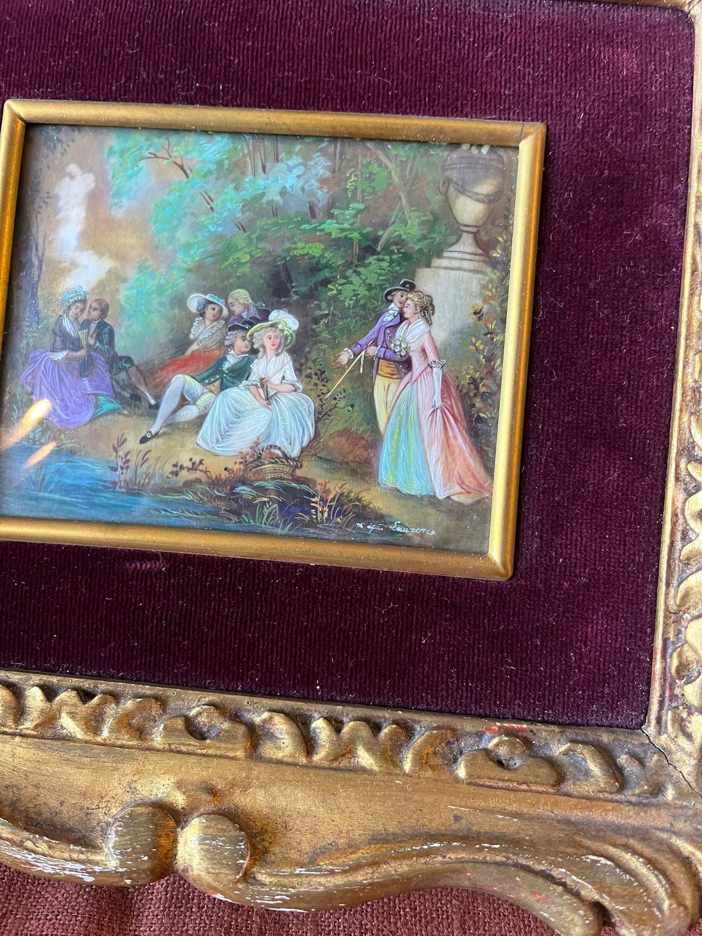 Miniature romantique d’après Laurence dans cadre doré