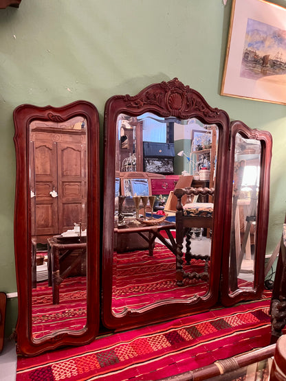 Miroir biseauté triptyque en bois