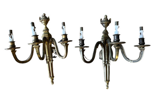 Paire d’appliques en bronze style Louis XVI 3 branches