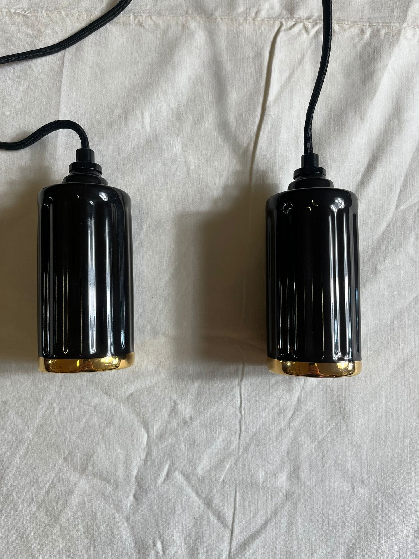 Paire de Suspensions Maison Sarah Lavoine Noir Doré Design Contemporain