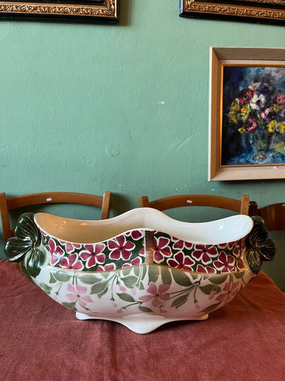 Jardinière ancienne KG Lunéville décor floral Art Nouveau