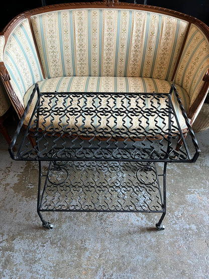 Desserte Roulante Fer Forgé Porte Plantes Table Bar Vintage à Roulettes