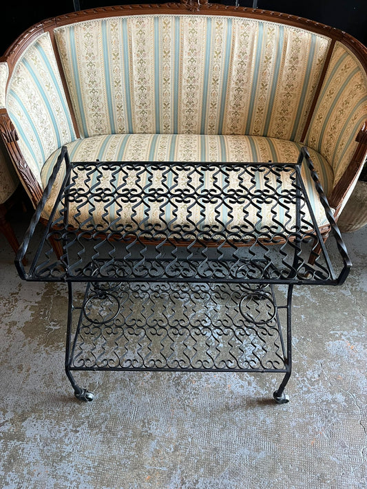 Desserte Roulante Fer Forgé Porte Plantes Table Bar Vintage à Roulettes