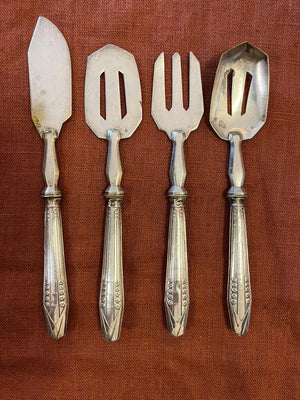 Service apéritif Art Déco 4 pièces métal argenté vintage