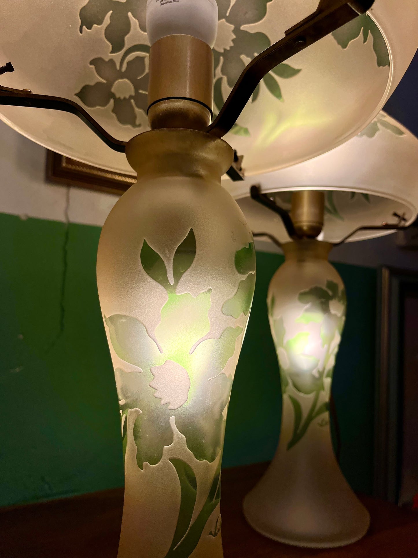 Paire de lampe de Vianne verre soufflé