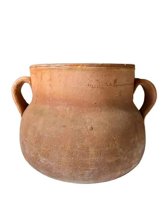 Ancien pot à graisse Isoard Vallauris en terre cuite à deux anses