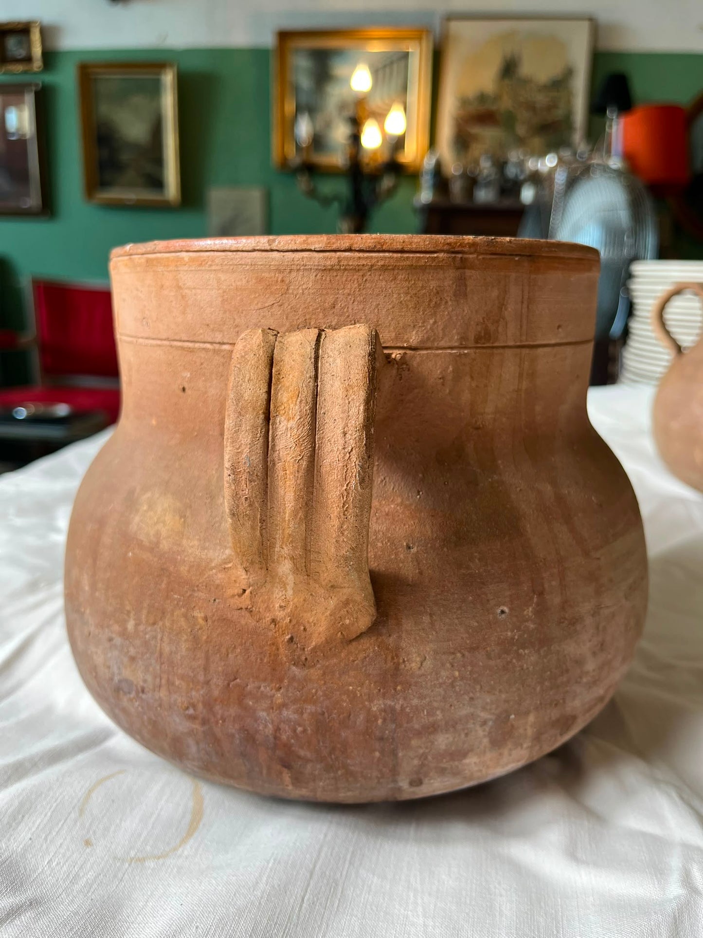 Ancien pot à graisse Isoard Vallauris en terre cuite à deux anses