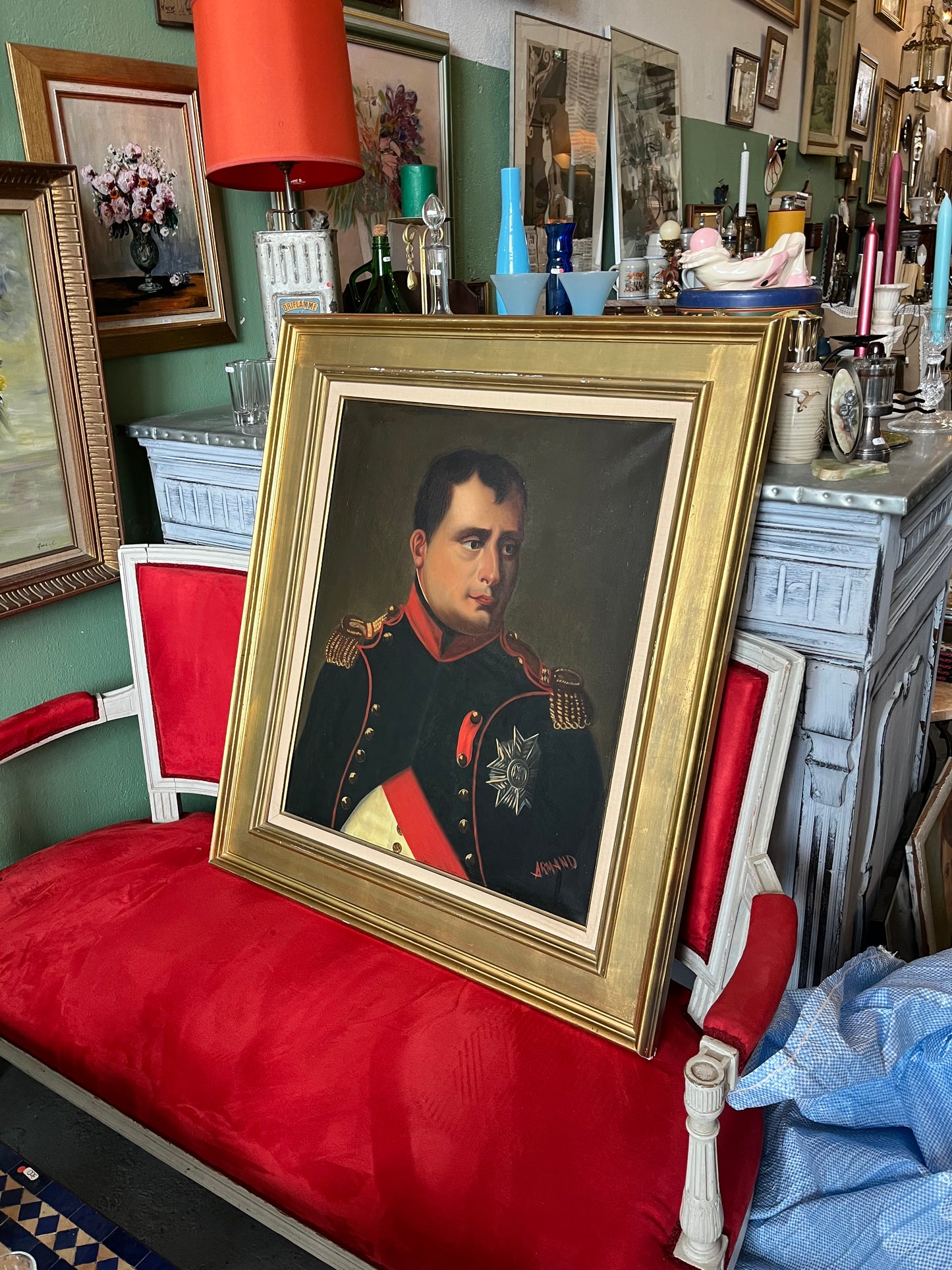 Grande huile sur toile Napoléon signée Armand