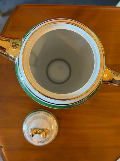 Cafetière Napoléon Empire porcelaine française couverte vintage