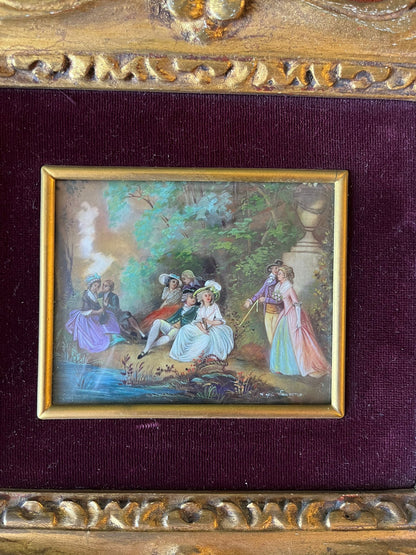 Miniature romantique d’après Laurence dans cadre doré