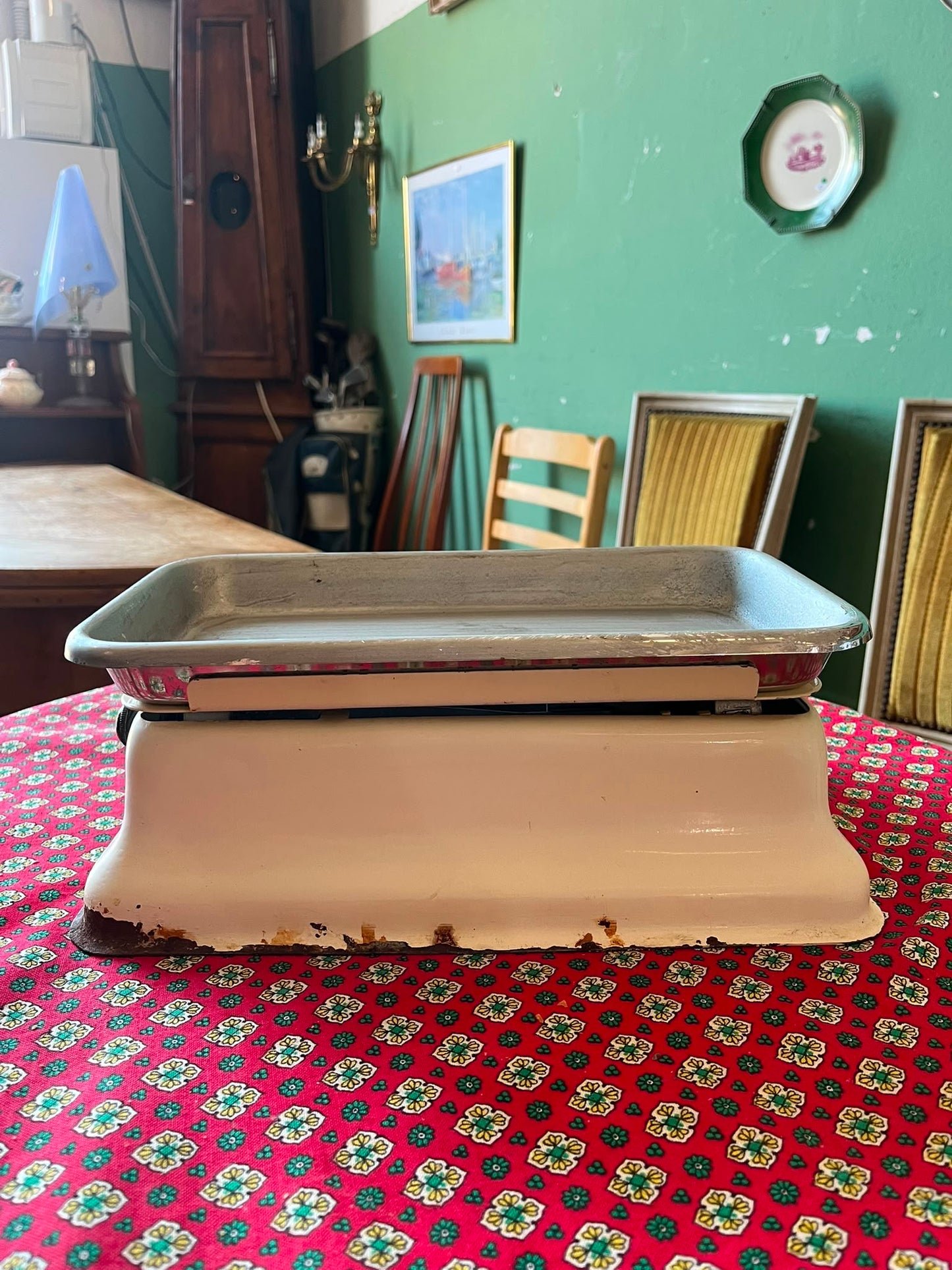 Balance ménagère Manufrance MBS 7 kg ancienne avec plateau émaillé