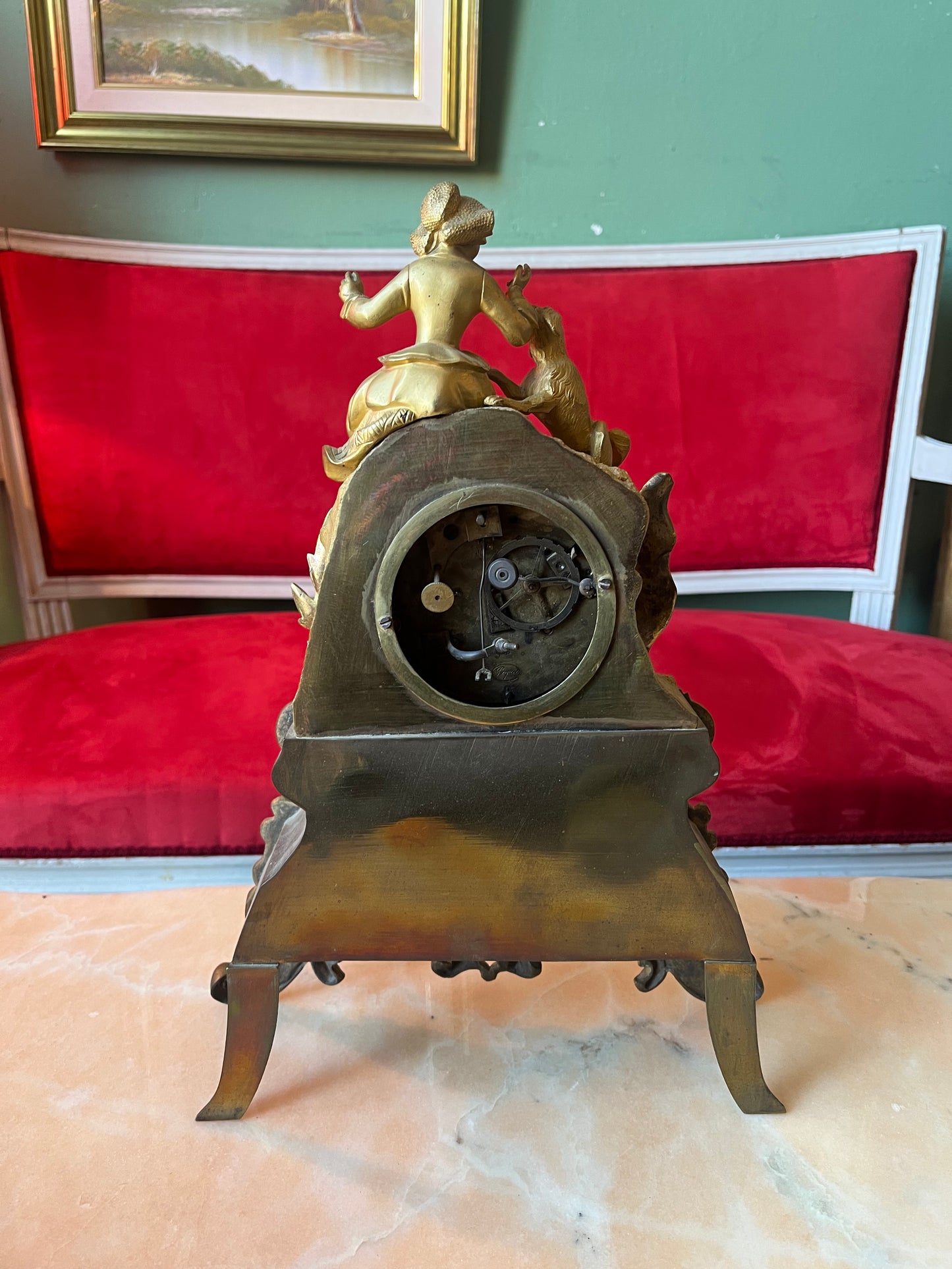 Ancienne pendule horloge en bronze doré