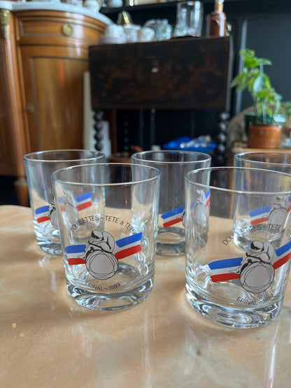 Lot de 5 verres « doublettes tête à tête Épinal 1989 »