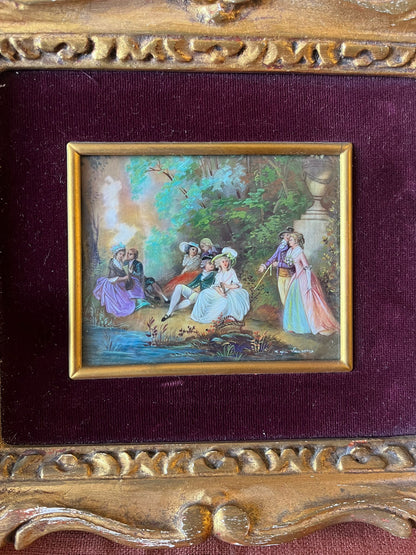 Miniature romantique d’après Laurence dans cadre doré