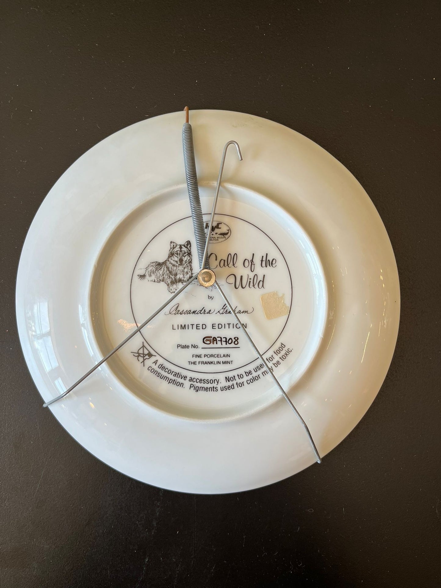 Assiette décorative Franklin Mint « Call of the Wild » Cassandra Graham loup 1995