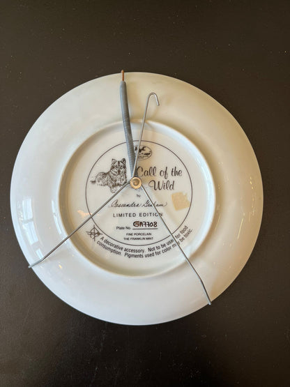 Assiette décorative Franklin Mint « Call of the Wild » Cassandra Graham loup 1995