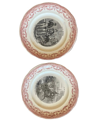 Paire d’assiettes anciennes terre de fer Sarreguemines La Vie Militaire