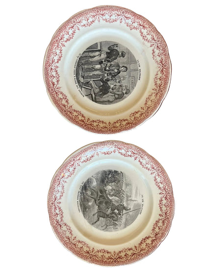 Paire d’assiettes anciennes terre de fer Sarreguemines La Vie Militaire