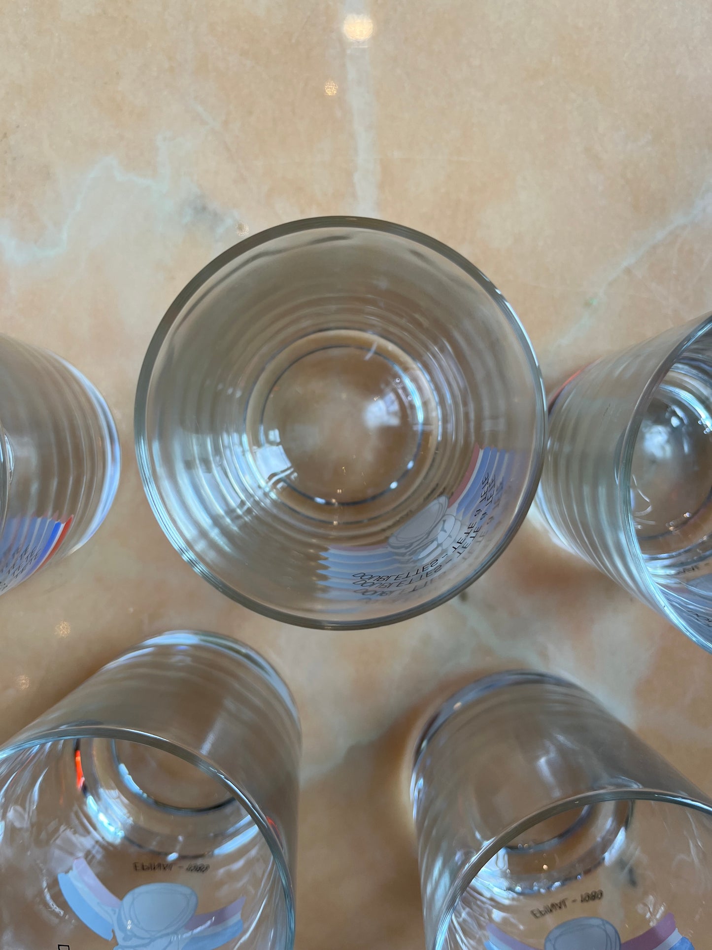 Lot de 5 verres « doublettes tête à tête Épinal 1989 »