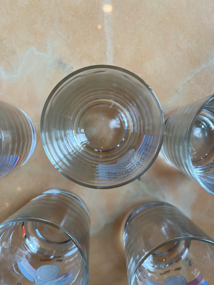 Lot de 5 verres « doublettes tête à tête Épinal 1989 »