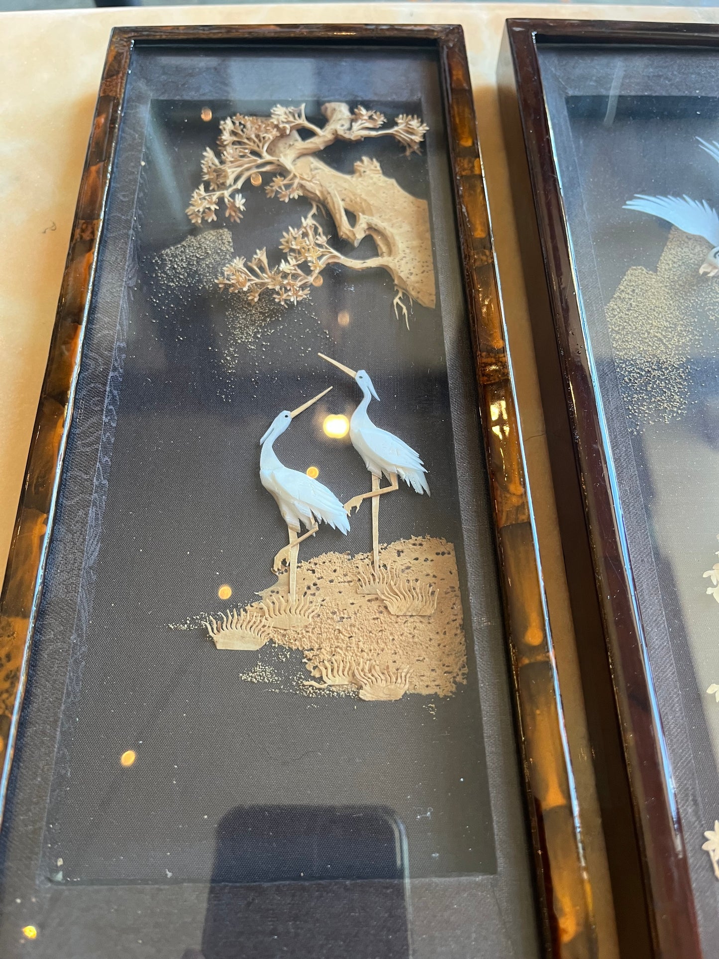 Paire de cadres chinois 3D déco liège