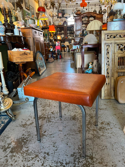 Tabouret vintage années 70 skaï cognac métal chromé