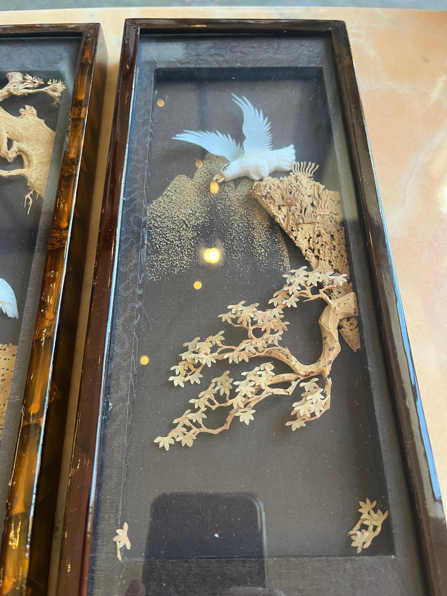 Paire de cadres chinois 3D déco liège