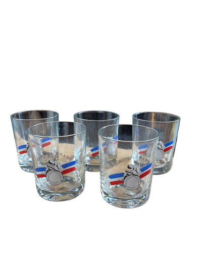 Lot de 5 verres « doublettes tête à tête Épinal 1989 »
