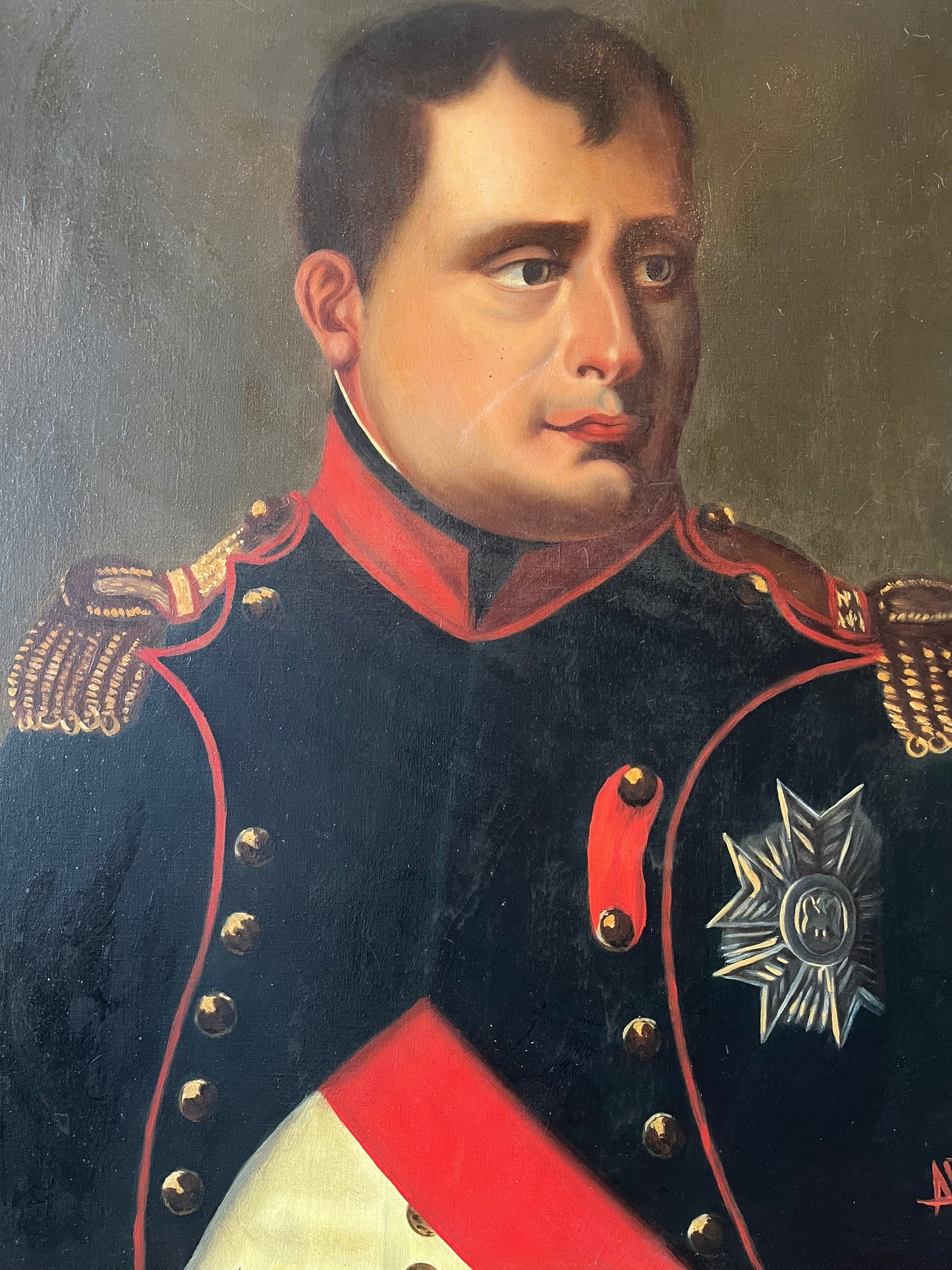 Grande huile sur toile Napoléon signée Armand