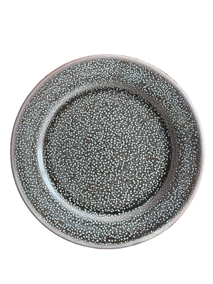 Assiette Bloomingville grès émaillé moucheté marron design scandinave