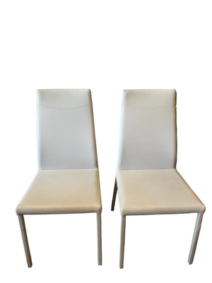 Paire de chaises Airnova en simili cuir blanc, Made in Italy