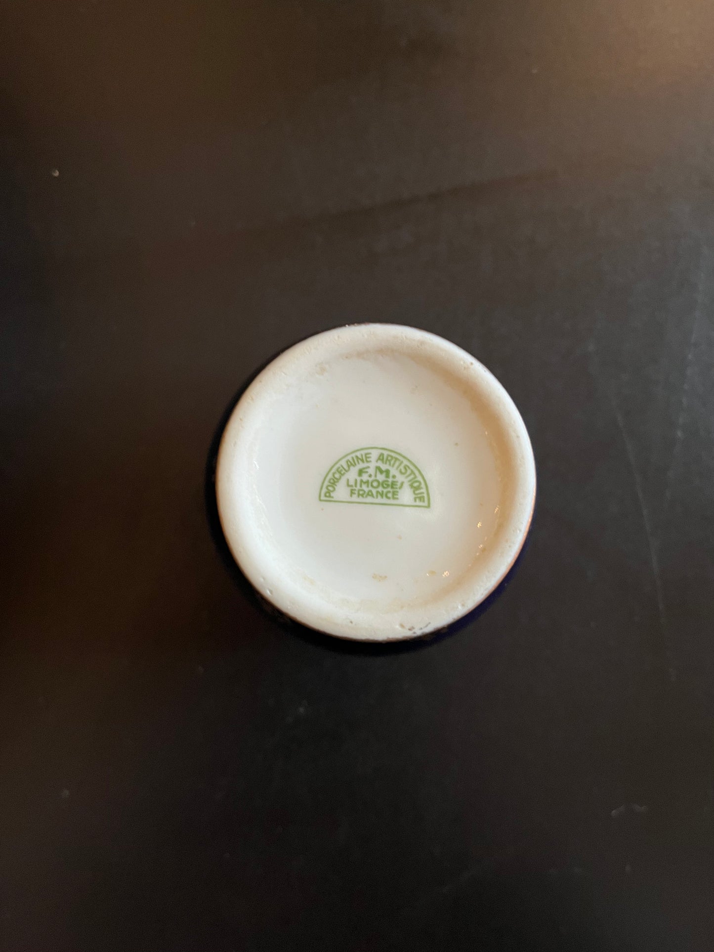 Vase miniature Limoges France Bleu et doré