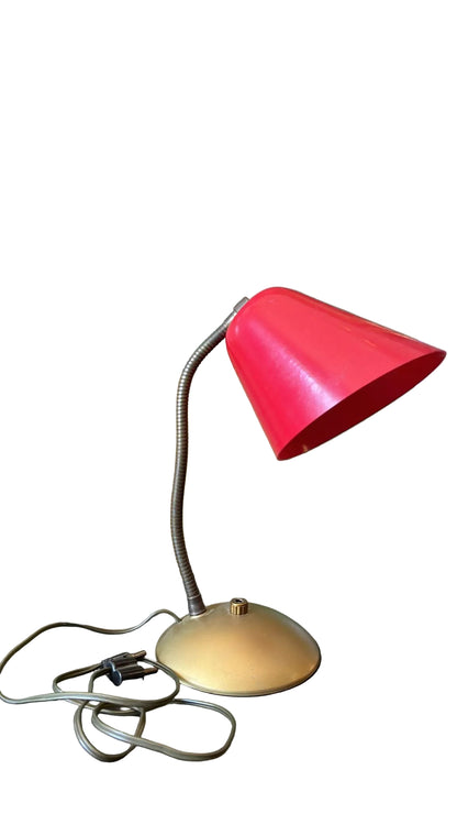 lampe de bureau vintage rouge col de cygne années 60 70