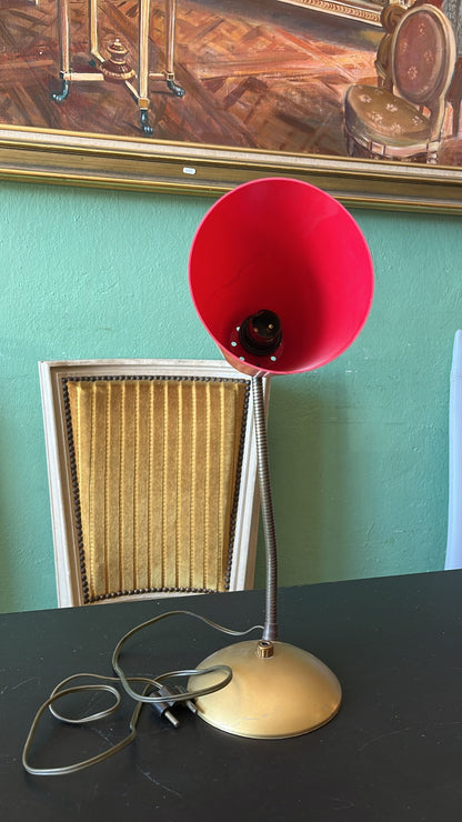 lampe de bureau vintage rouge col de cygne années 60 70