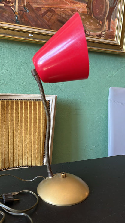 lampe de bureau vintage rouge col de cygne années 60 70